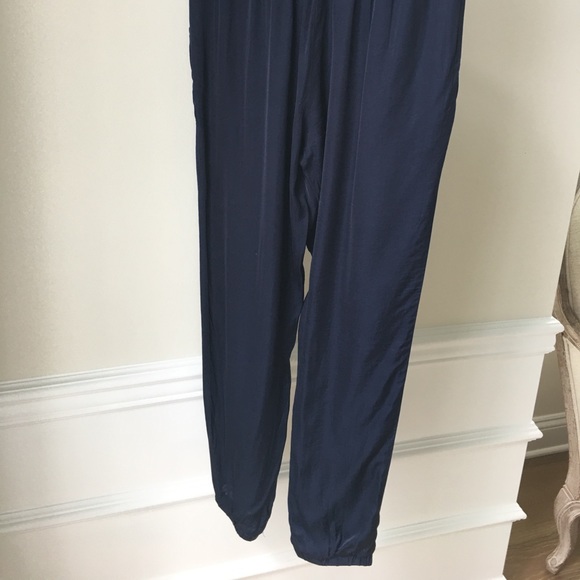 Navy Satin Drawstring Jogger Pants - Picture 4 of 6